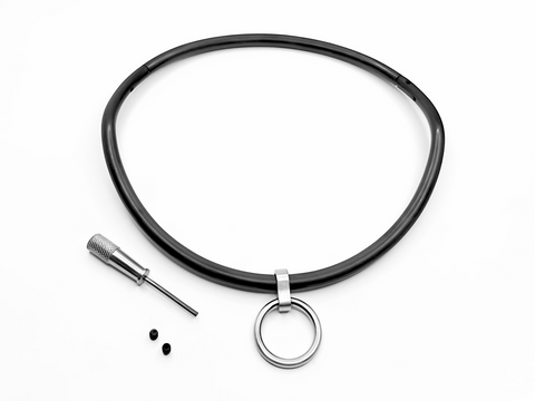 Curved Matte Black Collar - 6mm Locking Stainless Steel Eternity Day Collar - New Lock Design -