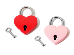 Large Heart Padlock with Key