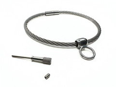 Cable Wire Bondage Collar with Non-Removable Single Ring Multiple Sizes