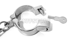 Stainless Steel Chain-Link Hamburg-8 Snap Shut Handcuffs with Two Keys 128-B-SS