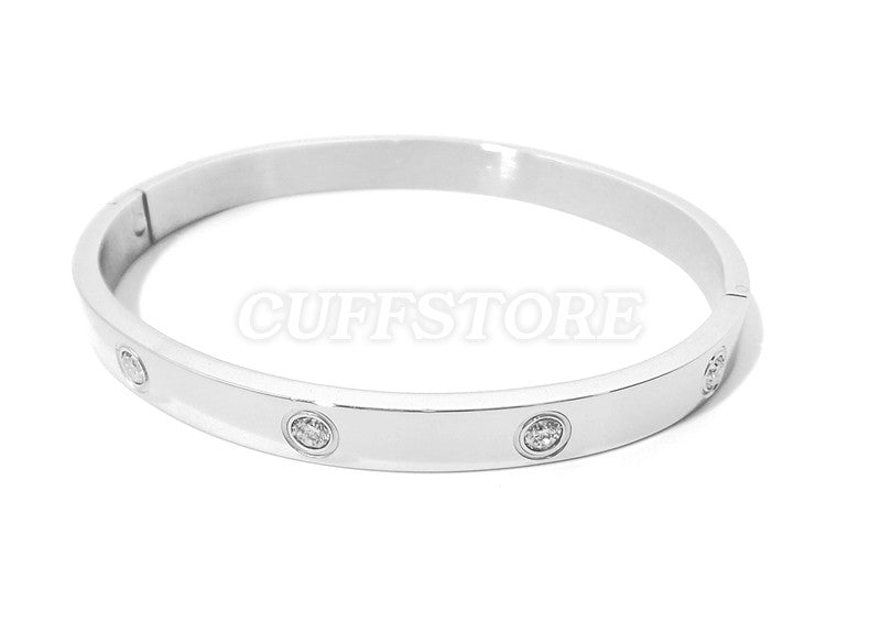 Novelty Crystal Bondage Quick Snap Shut Bracelet - Colors: Silver, Gold or Copper