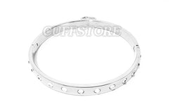 Stainless Steel Single Ring White Crystal Bondage Collar 2033-WC