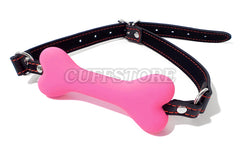 Bondage Silicone Dog Bone Mouth Gag Harness 2051-CS - Available Colors: Black, Pink & Red