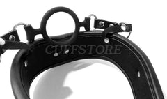 Padded Leather Neck Posture Collar with Attached Silicone Mouth Gag & Leash