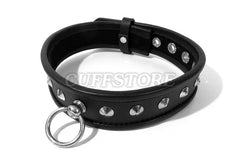 Lockable Colored Leather Studded Bondage Collar