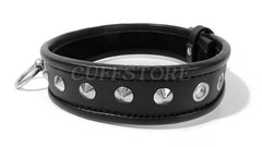 Lockable Colored Leather Studded Bondage Collar