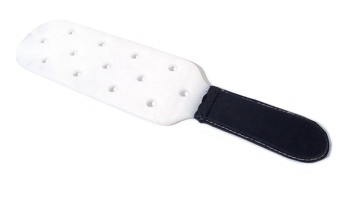 Unbreakable White Teflon Plastic Spanking Paddle with Holes - Cuffstore