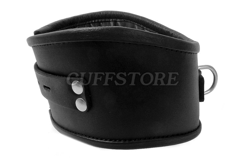 Padded Leather Posture Collar with Padlock 2 Heights - Cuffstore