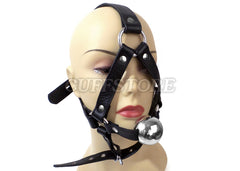 Lockable Open Mouth Ball Gag Leather Harness