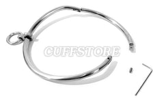 Curved Stainless Steel Bondage Collar with Single Ring Multiple Sizes Satin or Polished Finish