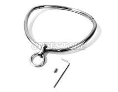 Curved Stainless Steel Bondage Collar with Single Ring Multiple Sizes Satin or Polished Finish