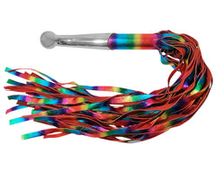 Rainbow Suede Leather BDSM Bondage Flogger 35 Tails With Stainless Steel Insertable Handle