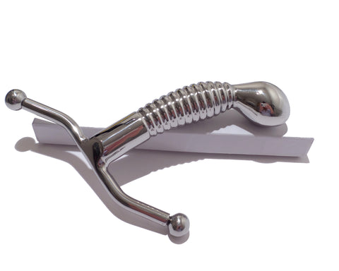 Ribbed G-Spot / P-Spot Stimulator - Stainless Steel Prostate Massager