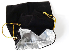 Black Velvet Drawstring Bag with Silver Lining