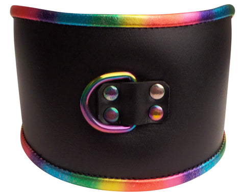 Rainbow Padded Leather Lockable Posture Collar