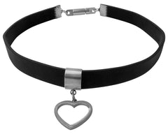 Locking Leather Heart Pendent Choker Multiple Sizes Available