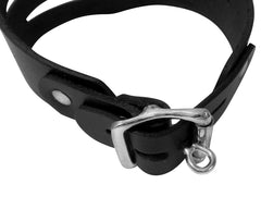 Adjustable Handmade Leather Choker Collar with Silver O-Ring and Locking Buckle