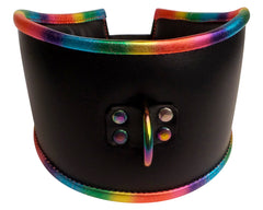 Rainbow Padded Leather Lockable Posture Collar