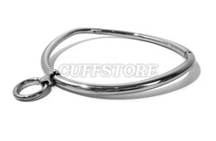 Curved Stainless Steel Bondage Collar with Single Ring Multiple Sizes Satin or Polished Finish