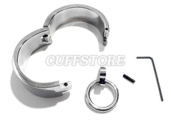 Locking Stainless Steel Flat Bondage Cuffs (Wrist Handcuffs) With Removable Ring - Multiple Sizes Available