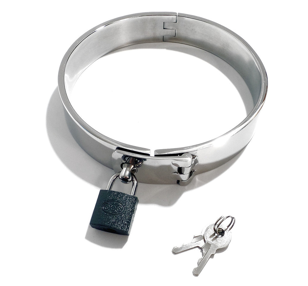 Locking Latch Choker Bondage Collar with Padlock KB-901 Multiple Sizes