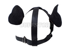 Red & Black Leather Puppy Play Dog Mask with Removable Muzzle