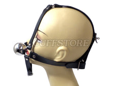 Lockable Open Mouth Ball Gag Leather Harness